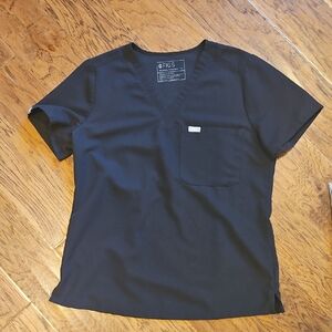 Figs  Black V-Neck Scrub Top
